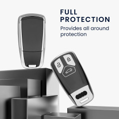 kwmobile Boitier Clef Voiture Compatible avec Audi Smartkey (Keyless Go Uniquement) 3-Bouton - Coque en Silicone de Clef de Voit