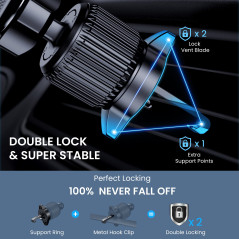 Support Téléphone Voiture [Compatible avec Les étuis épais] Porte Telephone Voiture Rotatif à 360 Degrés pour Grille D'aération 