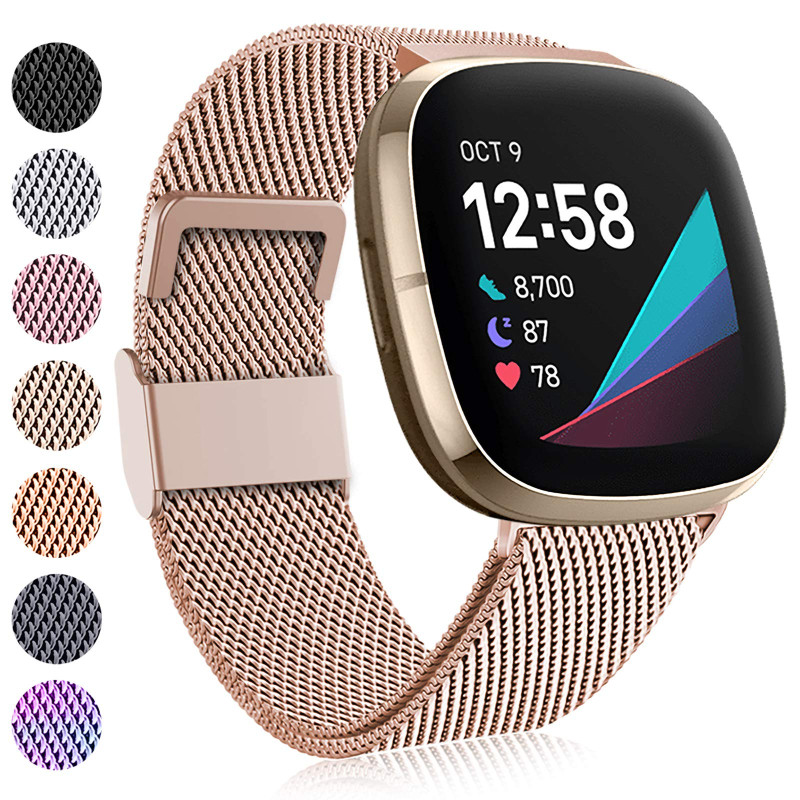 Amzpas Bracelet de remplacement en acier inoxydable pour montre connectée compatible avec Fitbit Versa 3 / Fitbit Sense Amzpas Bracelet de remplacement en acier inoxydable pour montre connectée compatible avec Fitbit Versa 3 / Fitbit Sense