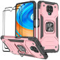KANSi Coque Compatible pour Xiaomi Redmi Note 9 Pro/Redmi Note 9S, Verre Trempé [2 Pièces] Housse TPU Silicone Rotation 360° Aim