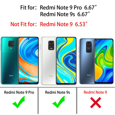 KANSi Coque Compatible pour Xiaomi Redmi Note 9 Pro/Redmi Note 9S, Verre Trempé [2 Pièces] Housse TPU Silicone Rotation 360° Aim