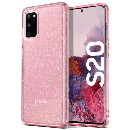 ULAK Coque Galaxy S20 Paillettes, Transparente Étui Housse Souple Bumper TPU Protection Antichoc Anti-Rayures Coque pour Samsung