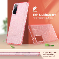 ULAK Coque Galaxy S20 Paillettes, Transparente Étui Housse Souple Bumper TPU Protection Antichoc Anti-Rayures Coque pour Samsung