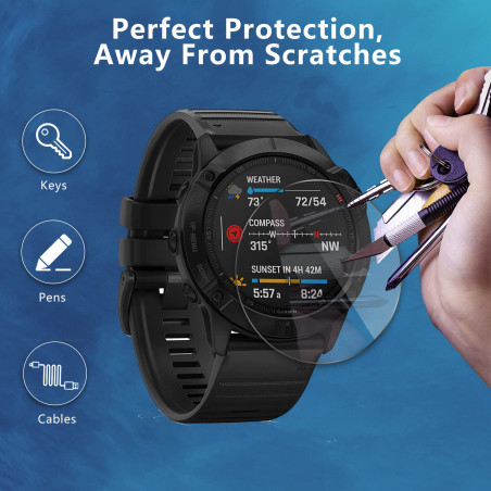 4 Pièces Verre Trempé Compatible Garmin Fenix 6X Pro/Sapphire Editions/Solar Edition 51mm / Huawei Watch GT 2 Pro 46mm, 9H Duret