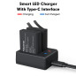 WOLFANG Chargeur Double avec 2 Batteries 1350mAh, Station de Chargement USB-C pour Caméras Action GA100, GA120, GA200, GA300, S WOLFANG Chargeur Double avec 2 Batteries 1350mAh, Station de Chargement USB-C pour Caméras Action GA100, GA120, GA200, GA300, S