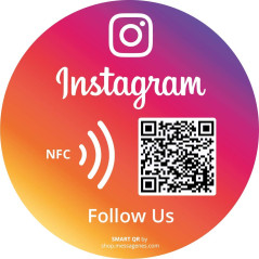 MESSAGENES | Autocollant Instagram Suivez-nous avec Smart QR et NFC | Plaque Autocollant Avis Instagram QR + NFC | 1 Unité Ronde