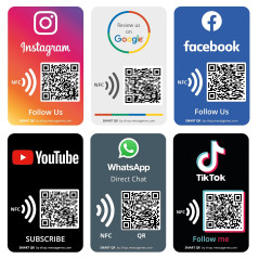 MESSAGENES | Autocollant Instagram Suivez-nous avec Smart QR et NFC | Plaque Autocollant Avis Instagram QR + NFC | 1 Unité Ronde