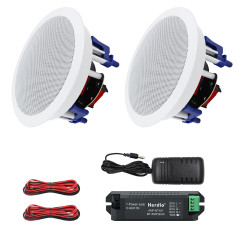Herdio 5,25 Pouces Haut-parleurs de Plafond de Salle de Bains Blanc,Compatible avec Bluetooth(8 Ohms,300 Watts)