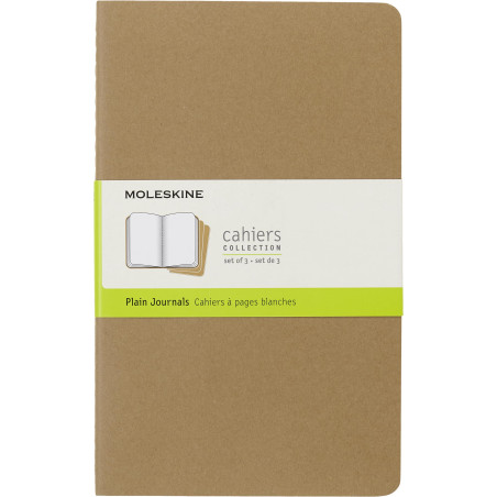 Moleskine - Cahier Journal - Ensemble De 3 Carnets Avec Pages À Pages Blanches - Couverture En Carton Et Piqûres De Coton Appar