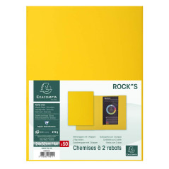 Exacompta - Réf. 216011E - Paquet de 50 chemises rigides avec 2 rabats ROCK''S 210 g/m² - couleurs vives - chemises certifiées P