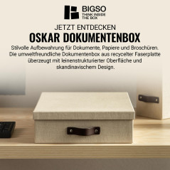 Bigso Box of Sweden Boîte pour documents au format A4 – rangement documents avec couvercle et poignée – boîte rangement en panne