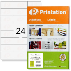 Printation 2400 étiquettes universelles adhésives 70 x 36 mm autocollantes blanches – 100 feuilles blanches a4 3x8 24 70x36 – ét