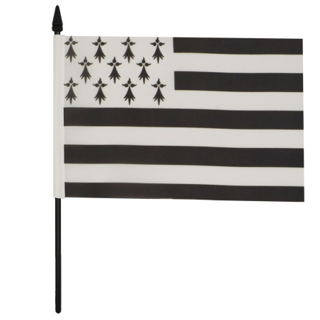 AZ FLAG - Drapeau De Table Bretagne Alternatif 21x14 cm - Petit Drapeau Breton De Bureau 100% Polyester Avec Hampe De 25cm Et So
