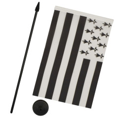 AZ FLAG - Drapeau De Table Bretagne Alternatif 21x14 cm - Petit Drapeau Breton De Bureau 100% Polyester Avec Hampe De 25cm Et So