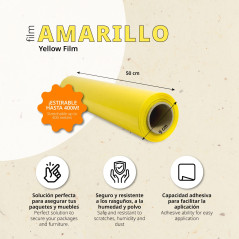 Film d'emballage étirable, film plastique jaune pour l'emballage, rouleau de protection en plastique pour l'expédition, rouleau
