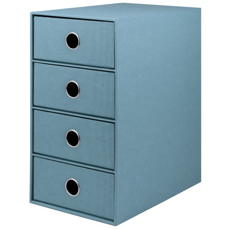 Rössler Papier 1524452154 - S.O.H.O. Boîte à 4 tiroirs pour DIN A5, avec trou de poignée, Denim, 250 x 175 x 320 mm, 1 pièce
