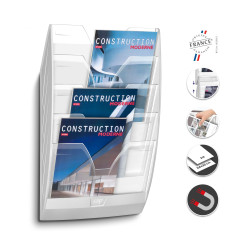CEP Présentoir mural Magnétique Trieur 5 compartiments Aimanté Support rangement Documents vertical Format 24x32cm Fixation magn