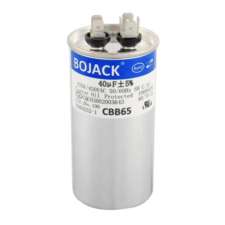 BOJACK 40uf 370 450 V AC CBB65 Condensateur rond de démarrage moteur et ventilateur 40 MFD 10000 AFC