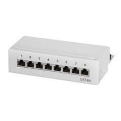 LogiLink Panneaux de Brassage Professionnels STP (blindé) pour Table/Mur/Bureau, Gris Clair 8 Ports