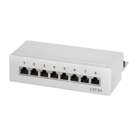 LogiLink Panneaux de Brassage Professionnels STP (blindé) pour Table/Mur/Bureau, Gris Clair 8 Ports