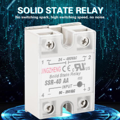 Relais à semiconducteurs Pour processus d'automatisation industrielle 40A Entrée 90-250V AC Sortie 24-480V AC SSR-40AA 3 pôles