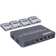 HDMI Extender - 2x6 HDMI Switch/Splitter Extender Optical SPDIF et 3,5 mm de Sortie Casque Audio 4K@30HZ 1080P 120M Over Etherne