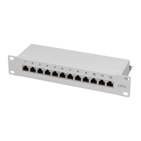 LogiLink Panneau de brassage 12 ports Cat6 RJ45 25,4 cm (10") Blindage intégral Gris (Import Allemagne)