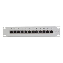 LogiLink Panneau de brassage 12 ports Cat6 RJ45 25,4 cm (10") Blindage intégral Gris (Import Allemagne)