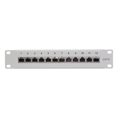 LogiLink Panneau de brassage 12 ports Cat6 RJ45 25,4 cm (10") Blindage intégral Gris (Import Allemagne)