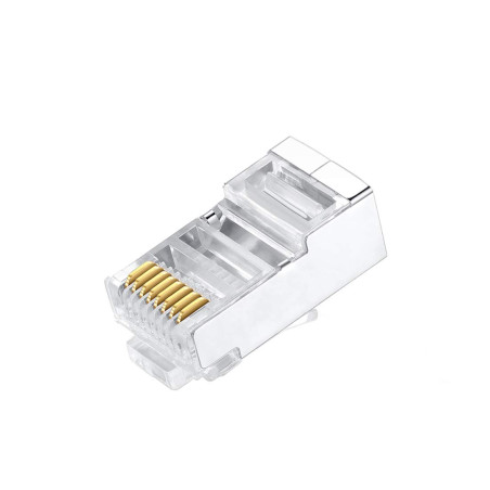 50 Pcs Cat6 RJ45 Connectors, Cat6 RJ45 Plugs, Cat6 Metal Shielded RJ45 Ends FTP 8P8C Modular Network Plug Connector