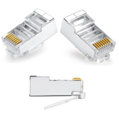 50 Pcs Cat6 RJ45 Connectors, Cat6 RJ45 Plugs, Cat6 Metal Shielded RJ45 Ends FTP 8P8C Modular Network Plug Connector