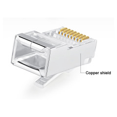 50 Pcs Cat6 RJ45 Connectors, Cat6 RJ45 Plugs, Cat6 Metal Shielded RJ45 Ends FTP 8P8C Modular Network Plug Connector