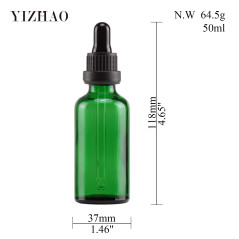 YIZHAO Flacon Compte Gouttes 50ml, Vert Flacon Huile Essentielle Vide avec Pipette Verre, pour Huile Essentielle, Aromathérapie,