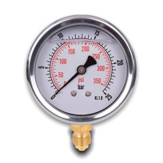 Manomètre glycérine connexion radiale, IP65 inox 63 mm avec connecteur bas, 1/4 glycérine (0-25bar)