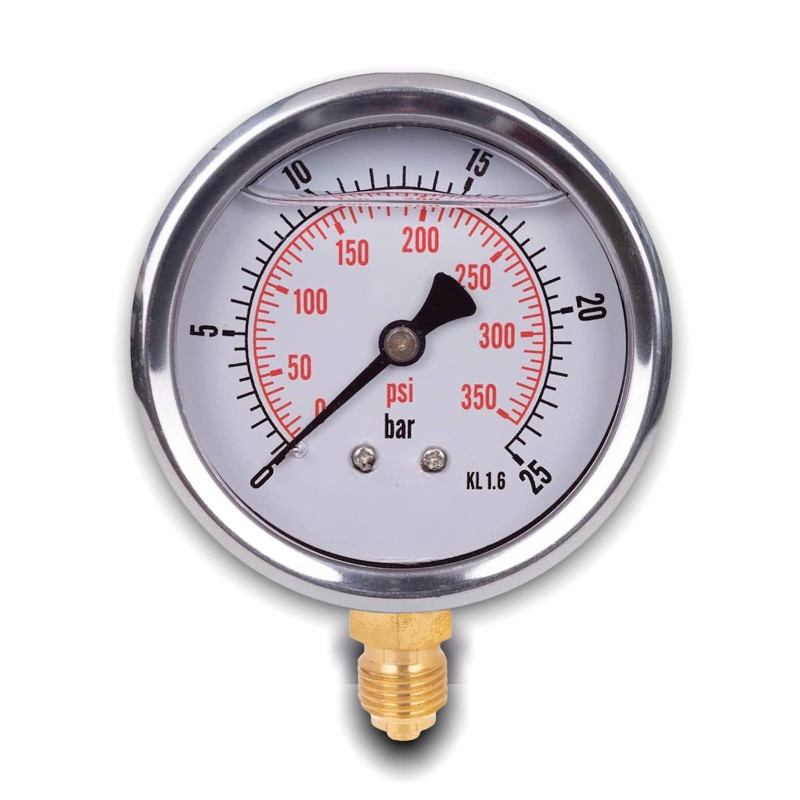 Manomètre glycérine connexion radiale, IP65 inox 63 mm avec connecteur bas, 1/4 glycérine (0-25bar) Manomètre glycérine connexion radiale, IP65 inox 63 mm avec connecteur bas, 1/4 glycérine (0-25bar)