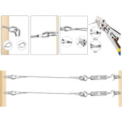 TooTaci Kit M5 Tendeur Filin Acier 3mm, M5 Tendeur Cable Inox en acier inoxydable 304, Crochets à Oeil,Manchons de Câble Métalli