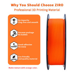 ZIRO Filament PLA Mat 1.75mm, Filament pour Imprimante 3D 1kg, PLA Haute Ténacité, Précision Dimensionnelle +/- 0.03mm, Orange