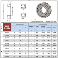 XiKe - Roulements à billes 6907ZZ (35x55x10 mm) en acier 100Cr6, pré-lubrifiés avec double joint métallique (ZZ) - Lot de 4 pièc
