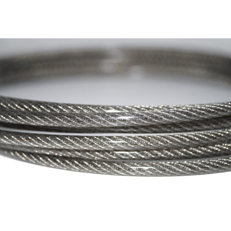 Câble métallique 5/7 mm - Longueur : 10 m - En acier inoxydable 7 x 7 - Revêtement en PVC transparent - Conforme à la norme EN 1