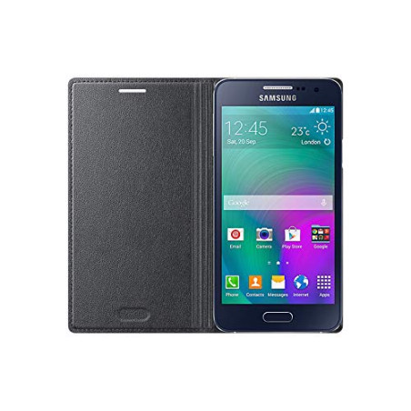 Samsung Etui de Protection Folio avec Fonction Marche/Arrêt Ecran Automatique pour Samsung Galaxy A3 (2015) - Noir Charbon