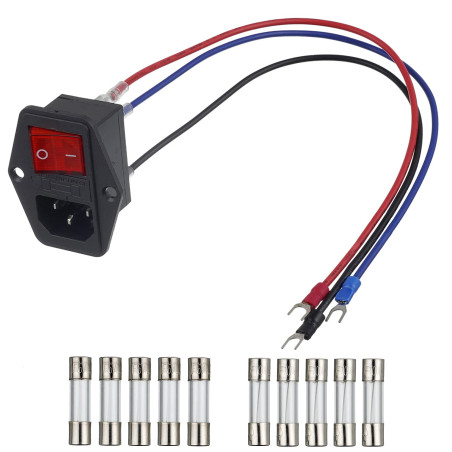 EPLZON 3D imprimante Arcade Interrupteur d'alimentation 10 A 250 V Prise d'alimentation avec fusible 5 A 10 A Câble d'extension