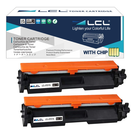LCL Cartouche de Toner Compatible 17A CF217A (2 Noir) Remplacement pour HP LaserJet Pro M102 M102a M102w LaserJet Pro MFP M130 M