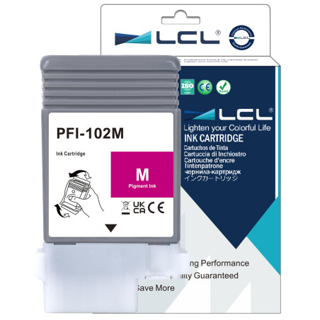 LCL PFI102 Magenta Cartouche d'encre Compatible pour Canon PFI-102 PFI-102BK pour Canon imagePROGRAF iPF500 iPF510 iPF600 iPF605