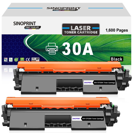 SINOPRINT 2 Noir Compatible Cartouche de Toner 30A CF230A 30X CF230X pour HP Laserdruckern Laserjet M203d M203dn M203dw MFP Pro