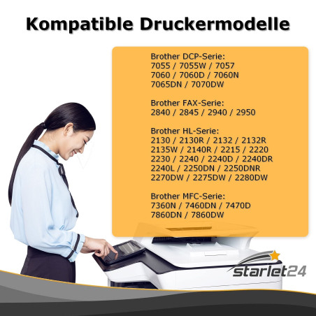 2X Toner Compatible avec Brother DCP 7055 7055 7057 7060 7065 7070 Fax 2840 2940 2950 HL-2130 2130 2140 2215 2220 2230 2240 2250