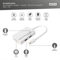 DIGITUS Mini DisplayPort Adapt. DisplayPort HDMI + DVI