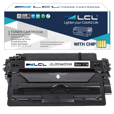 LCL Cartouche de Toner Compatible 14A 14X CF214A CF214X 17500 Pages (1 Noir) Remplacement pour HP LaserJet Enterprise 700/M712dn