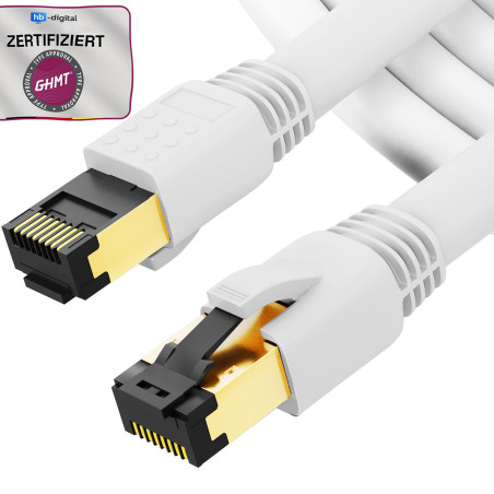 HB-DIGITAL 5m Câble Ethernet CAT 8 Cordon de brassage - Certifié GHMT - Cable Réseau AWG 24 S/FTP LSZH 40Gbps 2000MHz cuivre pur