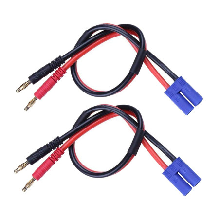 Boladge 2-Pack EC5 Mâle à Connecteur Balle Fiche Banane 4mm avec Câble en Silicone 11.8inch 12AWG
