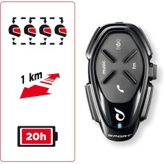 Interphone Sport - Un Paquet - Système de Communication Moto Bluetooth, Jusqu'à 4 Riders, Portée 1.2 Km, Contrôle du Bruit, Jusq